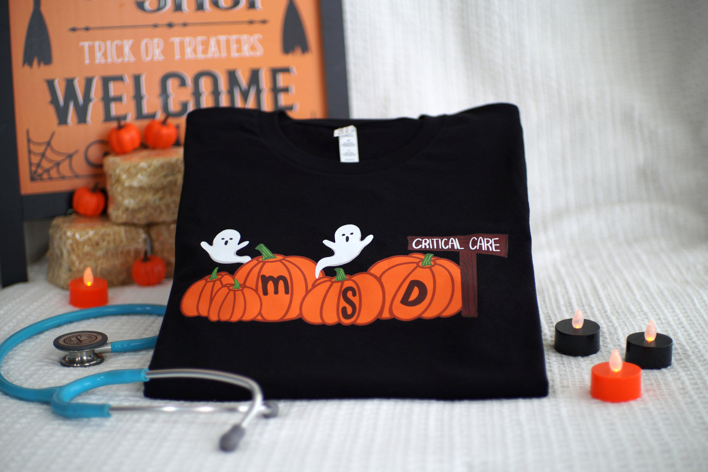 MSD** Ghoulish Spirits in Critical Care, Pumpkin Patch Shirt